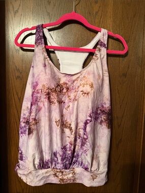 Purple & Brown Tie-Dye Racerback Tankini Top